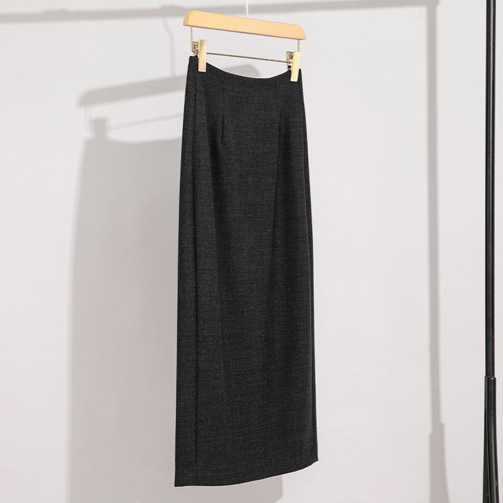 Women's maxi skirt made of fine knit with a straight fall and high waist Mune Fashion