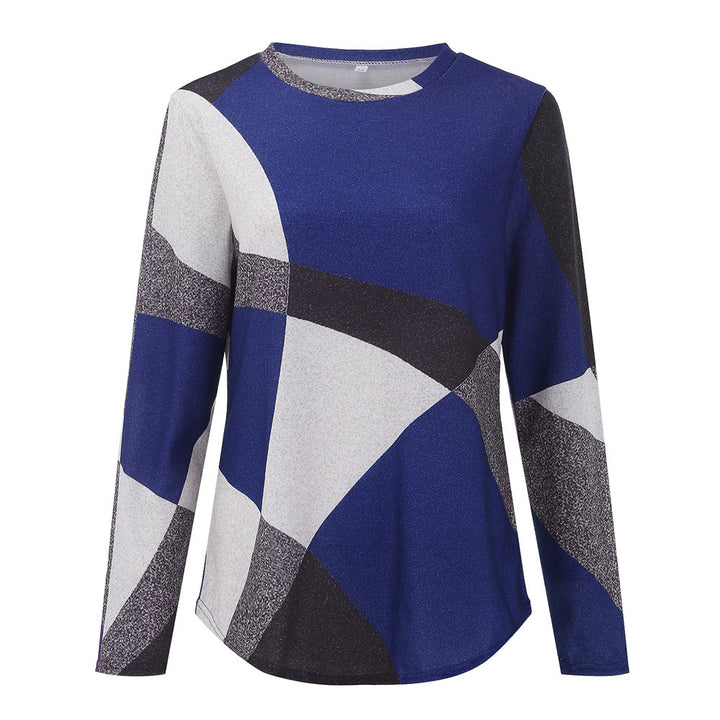 Women's long sleeve shirt with graphic print, round neckline and curved hem Mune Fashion