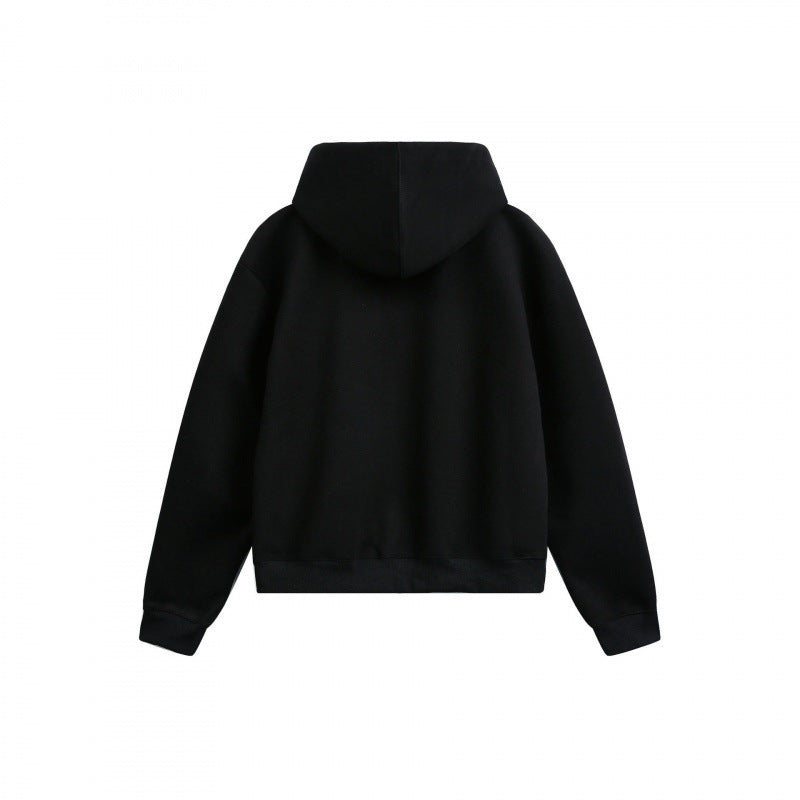 Women's Boxy Hooded Sweat Jacket with Full Zip, Checkered Lined Hood and Kangaroo Pockets Mune Fashion