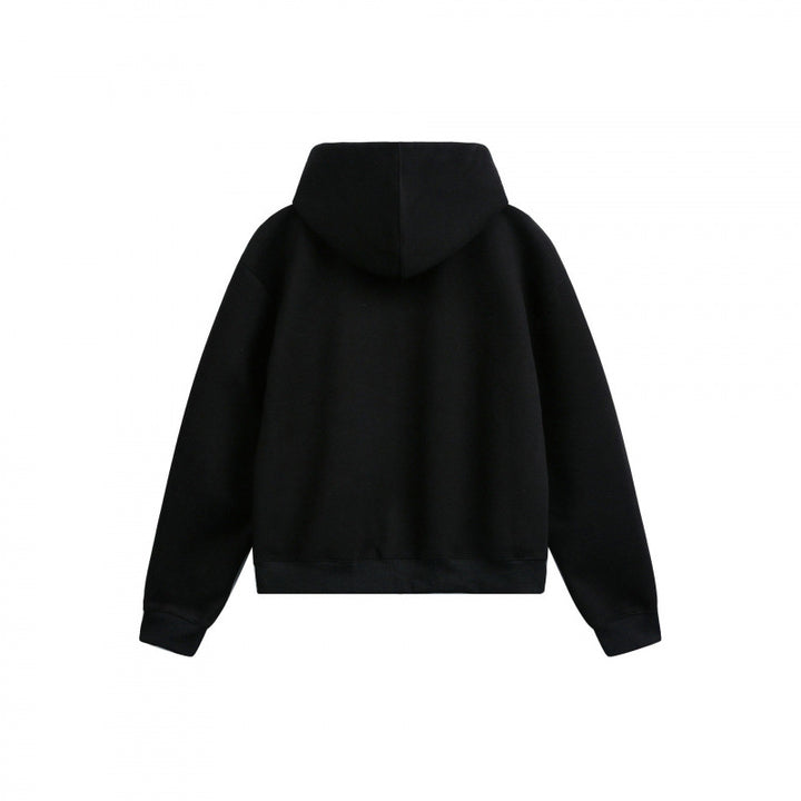 Women's Boxy Hooded Sweat Jacket with Full Zip, Checkered Lined Hood and Kangaroo Pockets Mune Fashion
