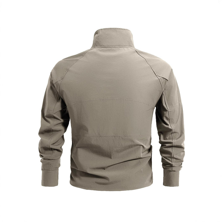 Men's tactical half-zip outdoor pullover with high standing collar, concealed zipper, and arm pockets Mune Fashion