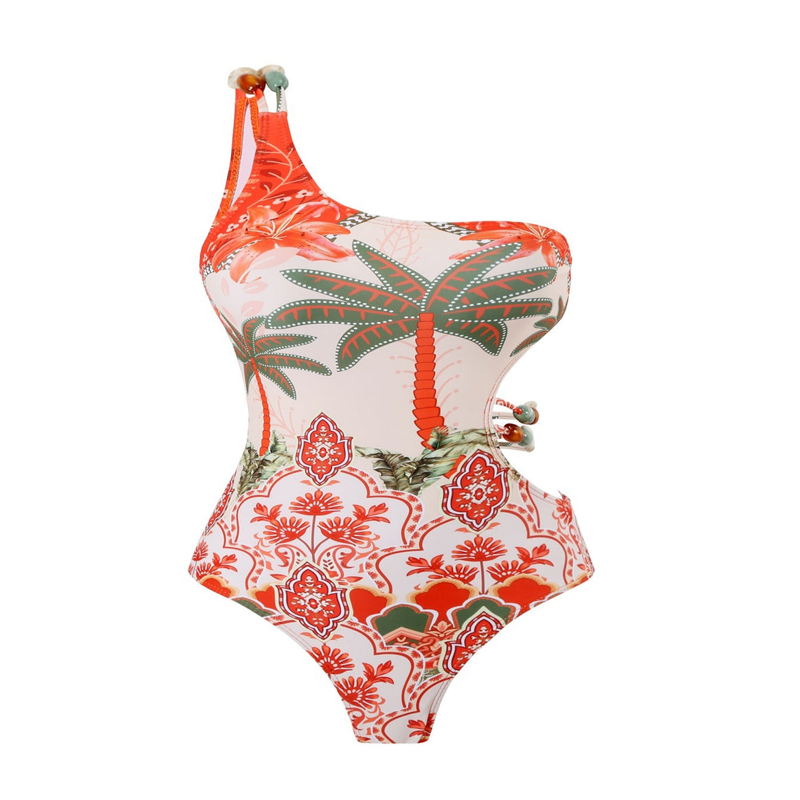 Ladies one-piece swimsuit with fashionable cut-out and matching beach skirt Mune Fashion