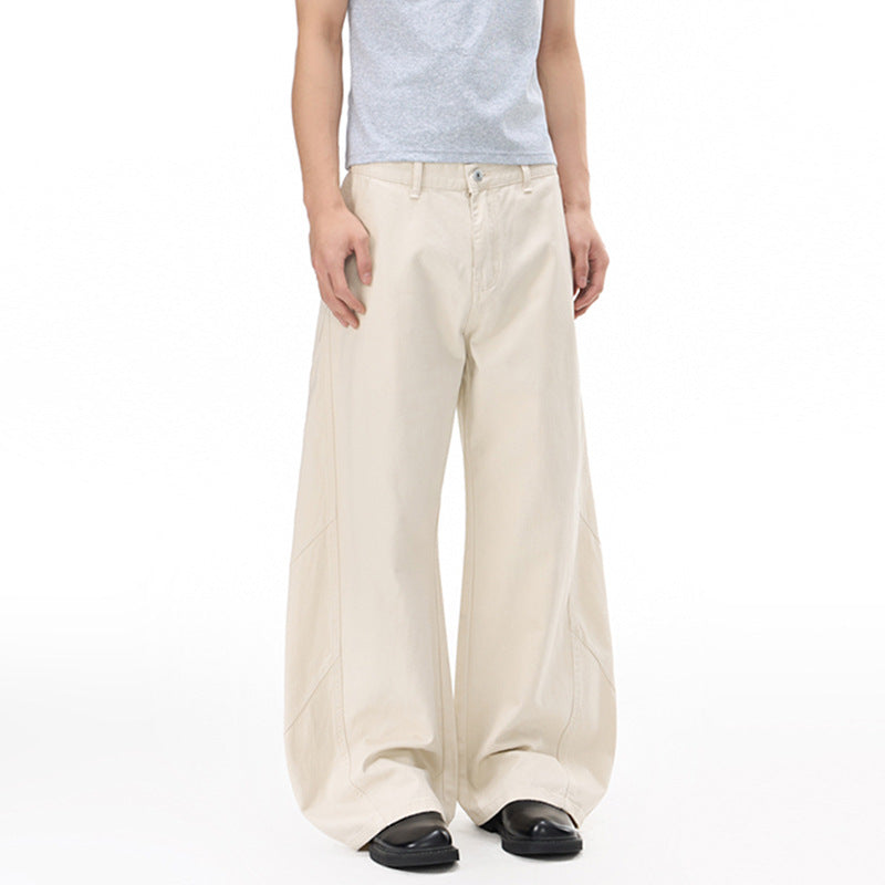 Men's Voluminous Panel Baggy Pants made of Cotton Twill with Balloon-Shaped Hem Mune Fashion