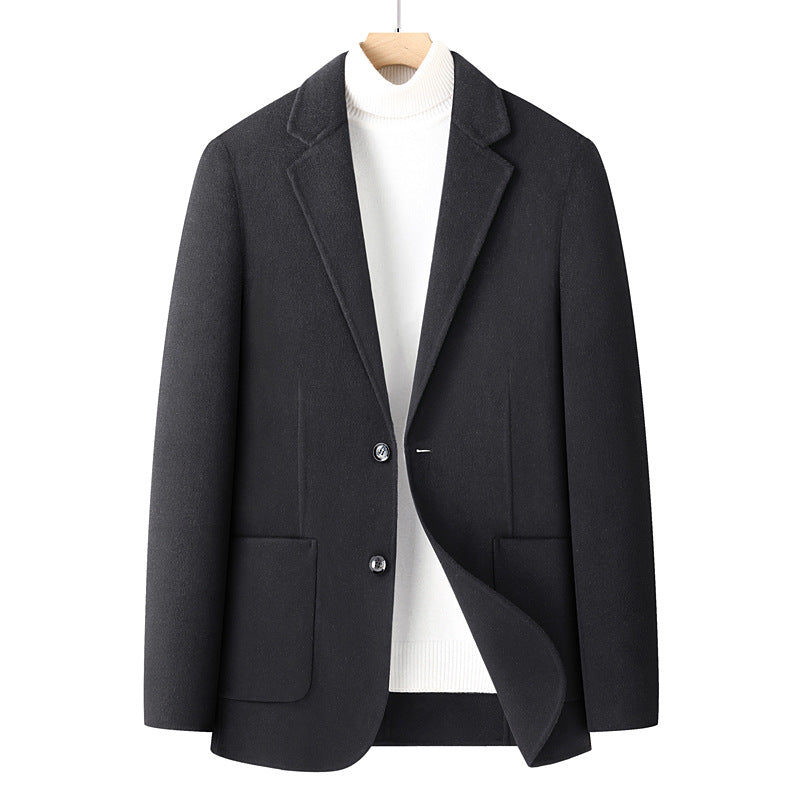 Men's Blazer Herringbone Wool Blend with Two-Button Closure and Patch Pockets Mune Fashion