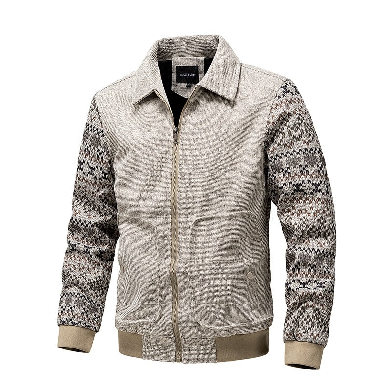 Men's knit bomber jacket with zipper, ribbed hem & Norwegian sleeves Mune Fashion