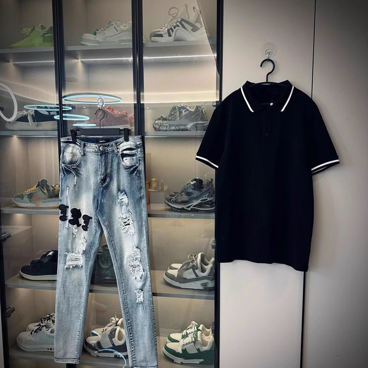Men's Fashion Ripped Jeans with Creative Applications Mune Fashion 1788342069