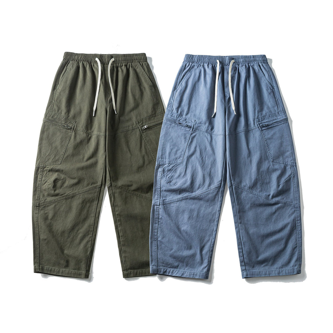 Men's Cropped Cargo Pants with Elastic Waistband, Drawstring and Zipper Pockets Mune Fashion