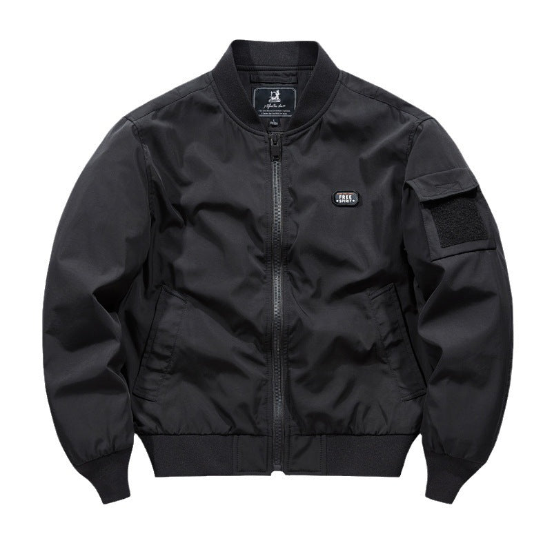 Men's minimalist nylon bomber with padded lining and sleeve flap pocket Mune Fashion