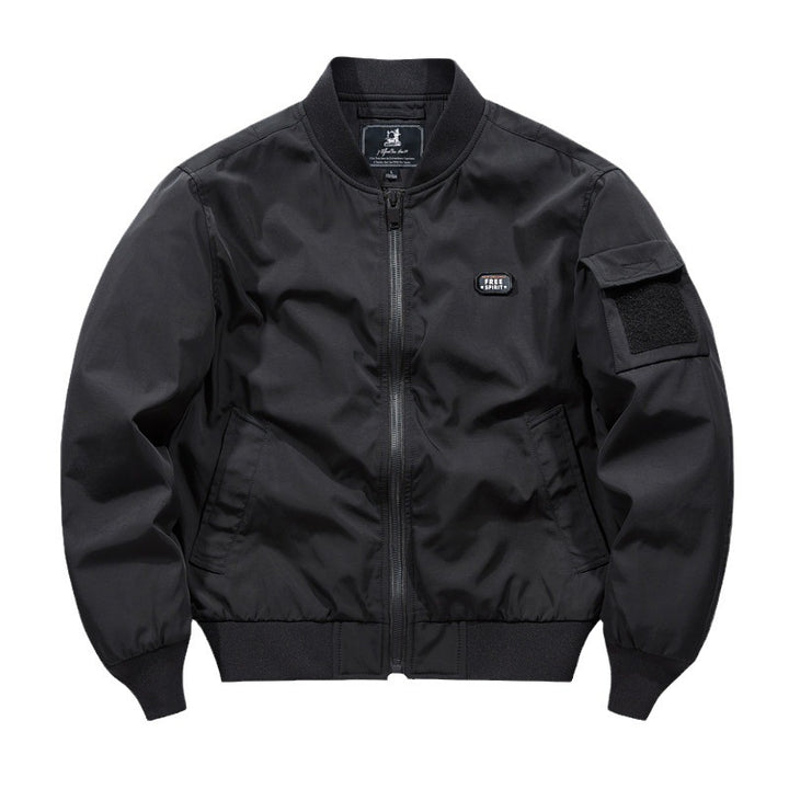 Men's minimalist nylon bomber with padded lining and sleeve flap pocket Mune Fashion
