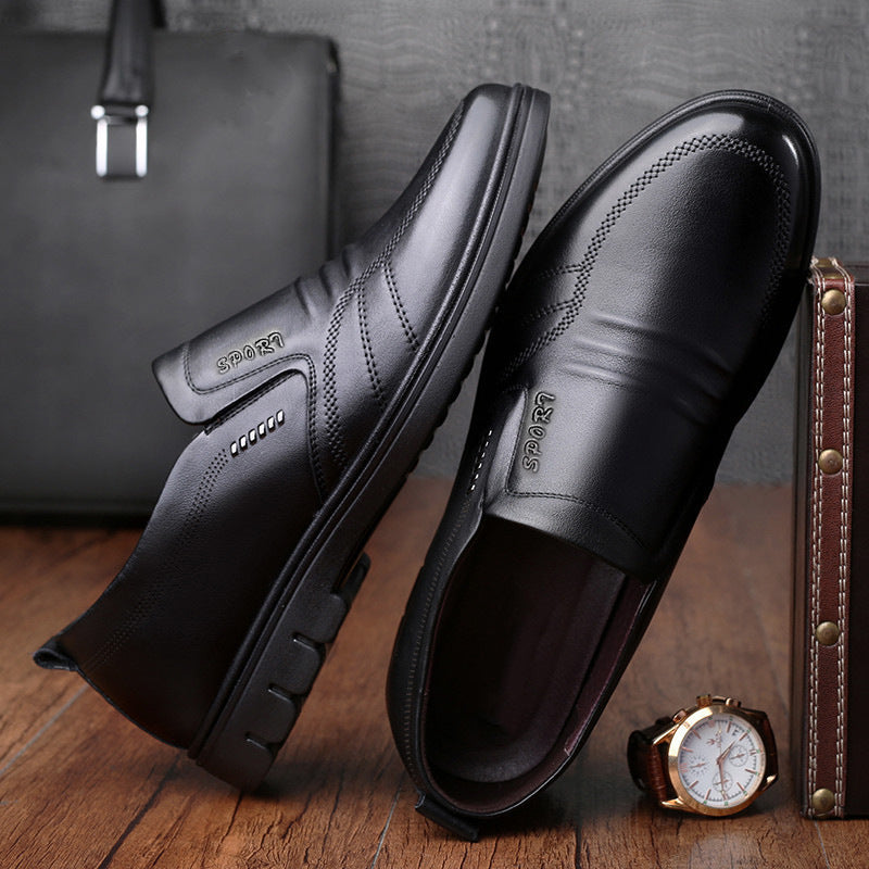 Men's Business-Casual Slippers made of smooth artificial leather with shock-absorbing rubber sole Mune Fashion