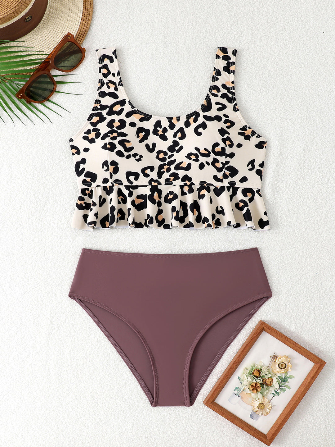 Women's Tankini Set with Fashionable Ruffle Design and High Cut Mune Fashion