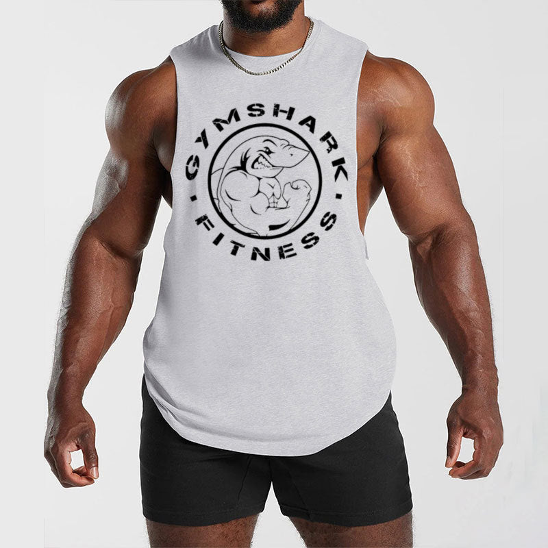 Men's sleeveless muscle shirt with extra deep arm openings and large logo print Mune Fashion