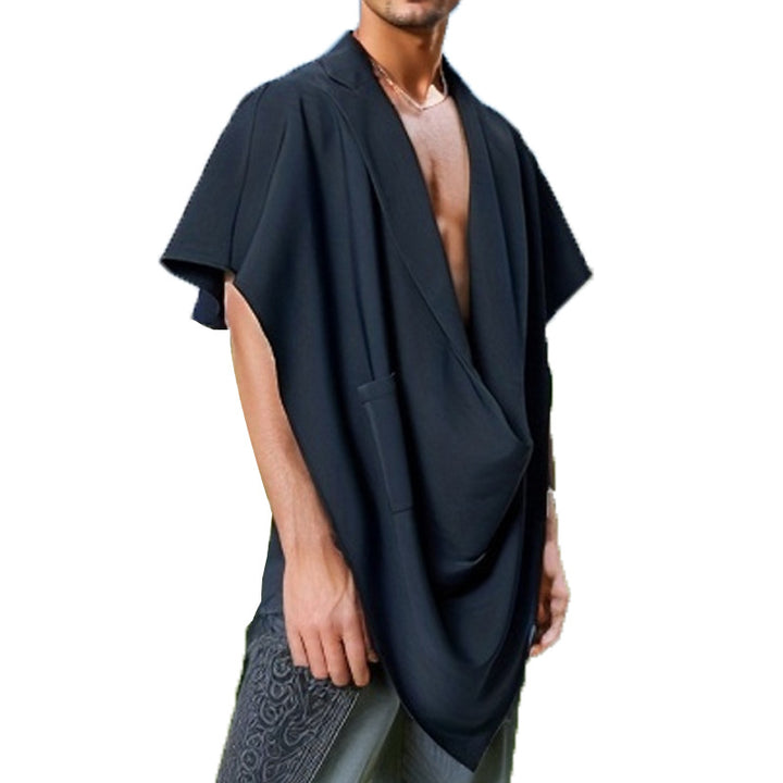 Women's Cape Blazer with shawl collar, open front, patch pocket, and pointed hem Mune Fashion
