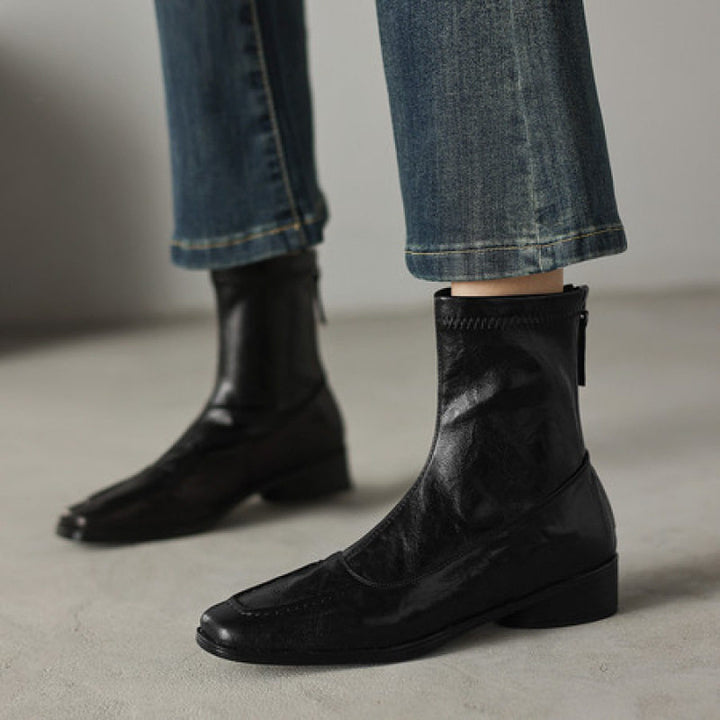 Ladies Fashion Leather Ankle Boots with Elegant Design Mune Fashion