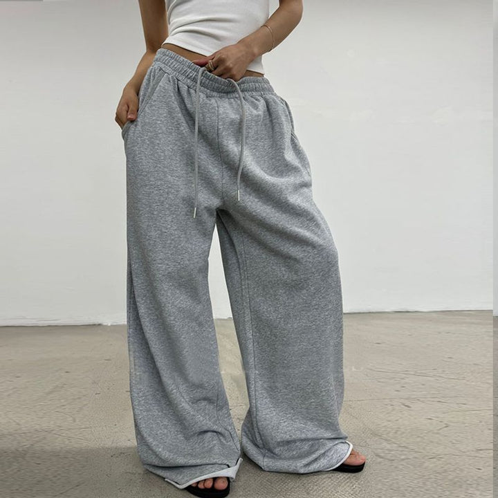 Women's wide High-Waist lounge pants with gathered waistband and drawstring Mune Fashion