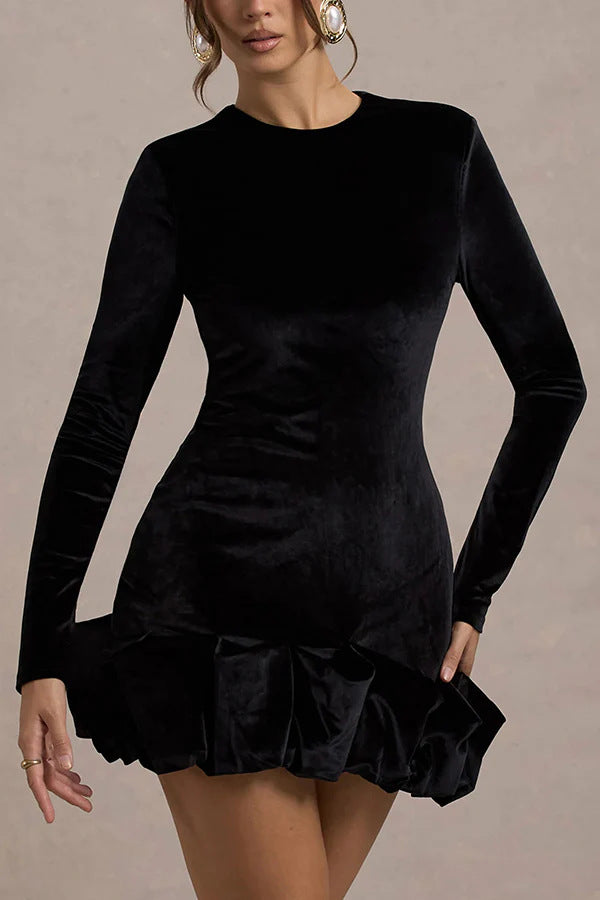 Ladies Elegant Mini Dress with Ruffle Hem Mune Fashion