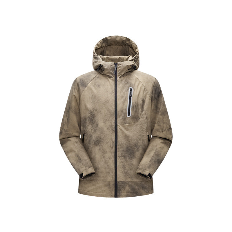 Men's Technical Rain Jacket with Hood Waterproof Shell and Reflective Chest Pocket Mune Fashion