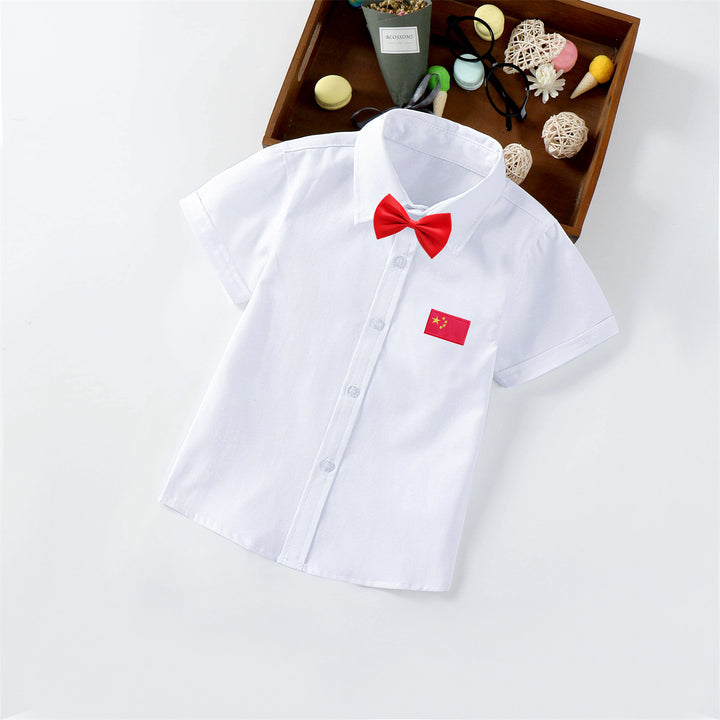Ladies short sleeve shirt with elegant appliqué Mune Fashion