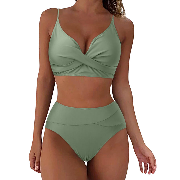 Women's High-Waisted Bikini Set with Sophisticated Twist Top Mune Fashion