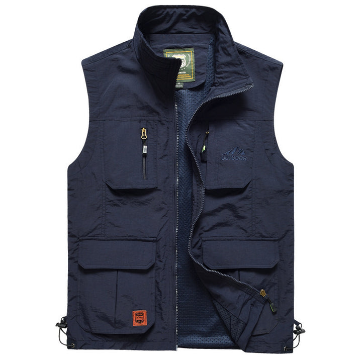 Men's Multifunctional Outdoor Utility Vest with Mesh Lining and Multiple Pockets Mune Fashion