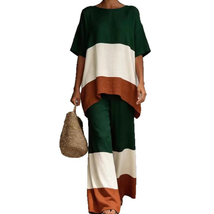 Women's Stylish and Casual Two-Piece Set with Geometric Design Mune Fashion