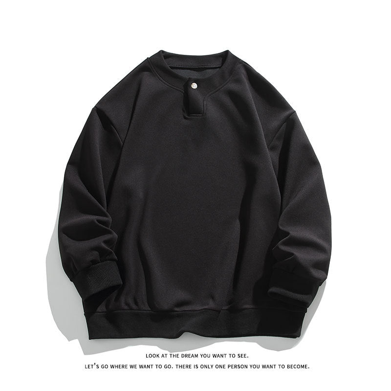 Unisex Oversize-Henley-Sweatshirt with Snap Button at Collar Mune Fashion