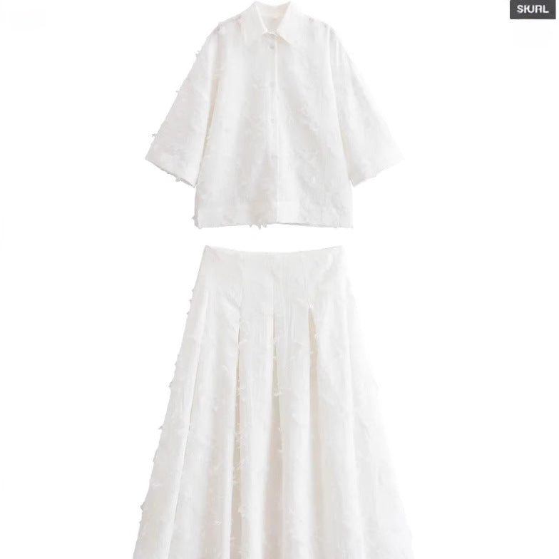 Ladies 300+ oversized structured blouse with fringe look and three-quarter sleeves Mune Fashion