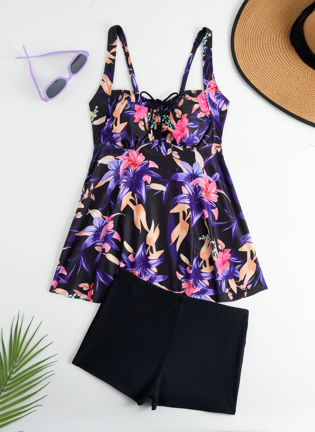 Women's tankini with floral top and comfortable shorts Mune Fashion