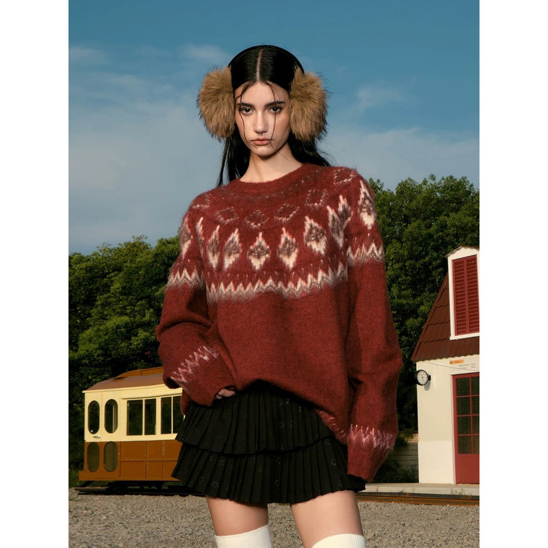 Women's chunky knit sweater with graphic design Mune Fashion