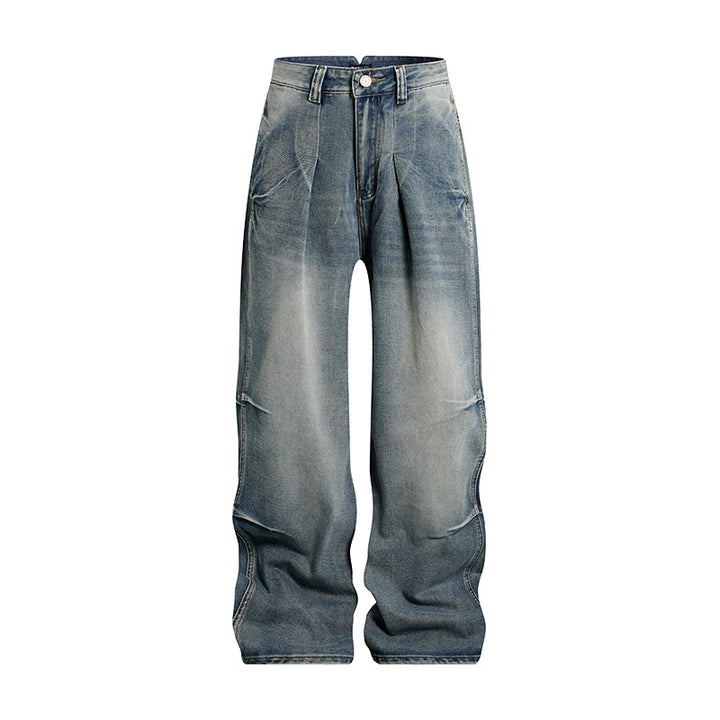Women High-Waist Wide Denim Palazzo Jeans with Cargo Piping and Used Wash Mune Fashion