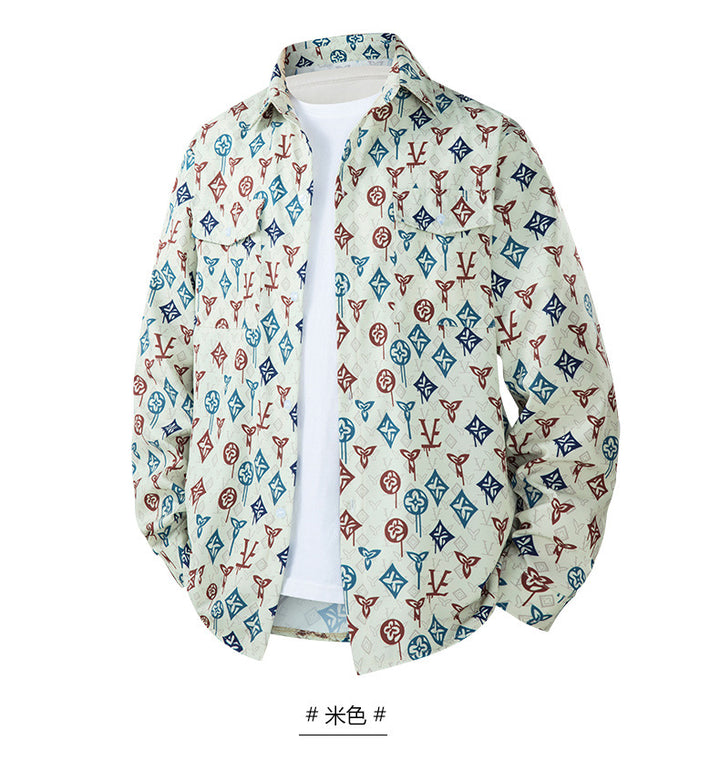 Men's Casual Short Sleeve Shirt with Colorful Pattern Mune Fashion