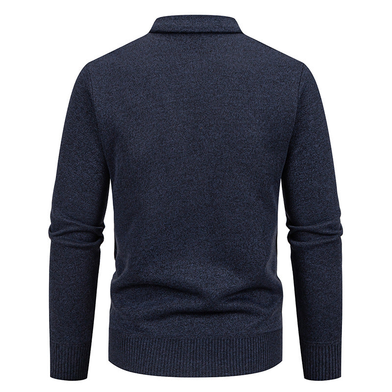 Men's fine diamond-pattern knit cardigan with V-neck, button placket, and front pockets Mune Fashion
