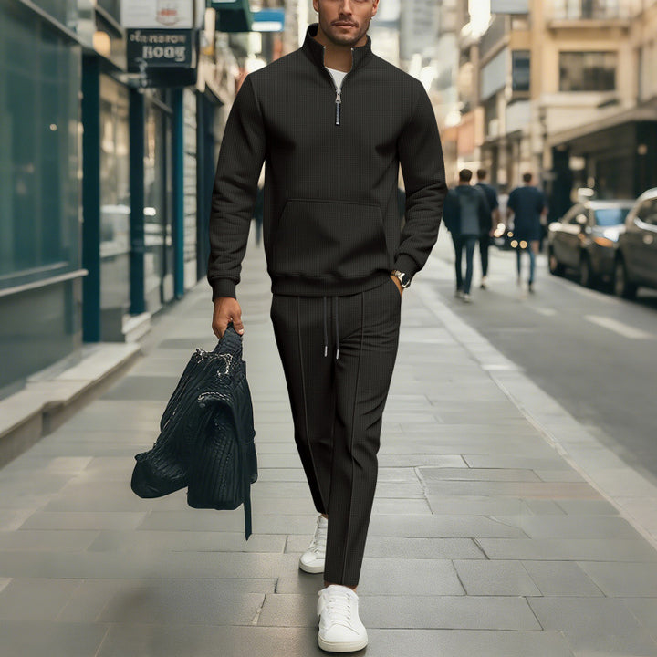 Men's High Quality Stand Collar Sweater with Zipper Mune Fashion
