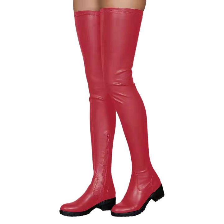 Ladies Over-the-Knee Boots with Elastic Stretch Shaft and Profile Sole Mune Fashion