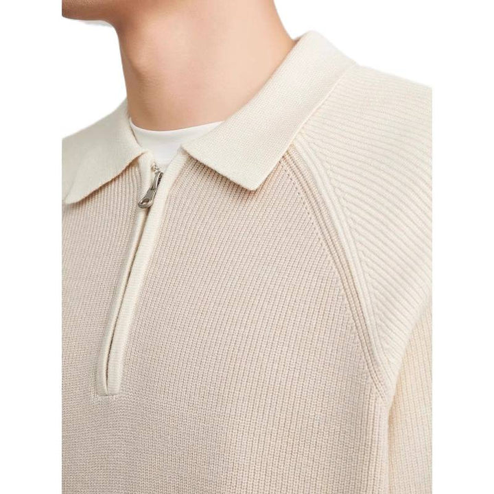Men's fine knit half zip sweater with polo collar and raglan sleeves Mune Fashion