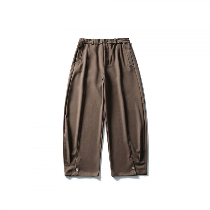 Men's loose ankle-length pleated pants with elastic waistband and adjustable hem Mune Fashion
