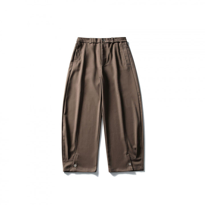 Men's loose ankle-length pleated pants with elastic waistband and adjustable hem Mune Fashion