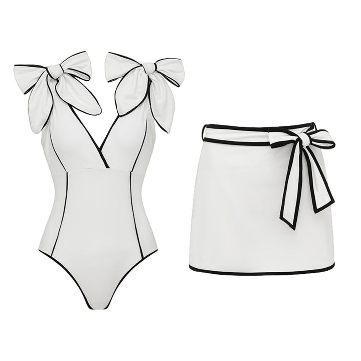 Ladies Off-Shoulder Swimsuit with Wrap Skirt Mune Fashion
