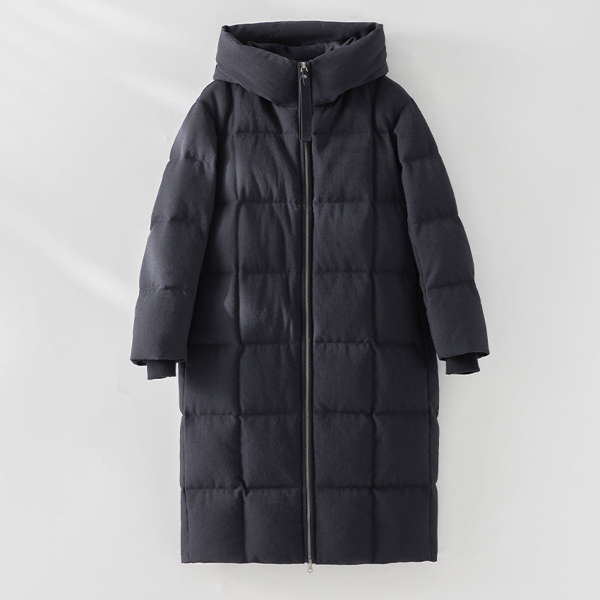 Women Long Cut Padded Stand Collar Coat with Two-Way Zipper Mune Fashion