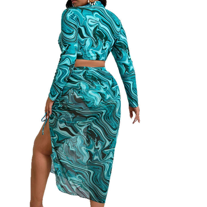 Women’s bathing set with long-sleeved top and asymmetrical skirt Mune Fashion