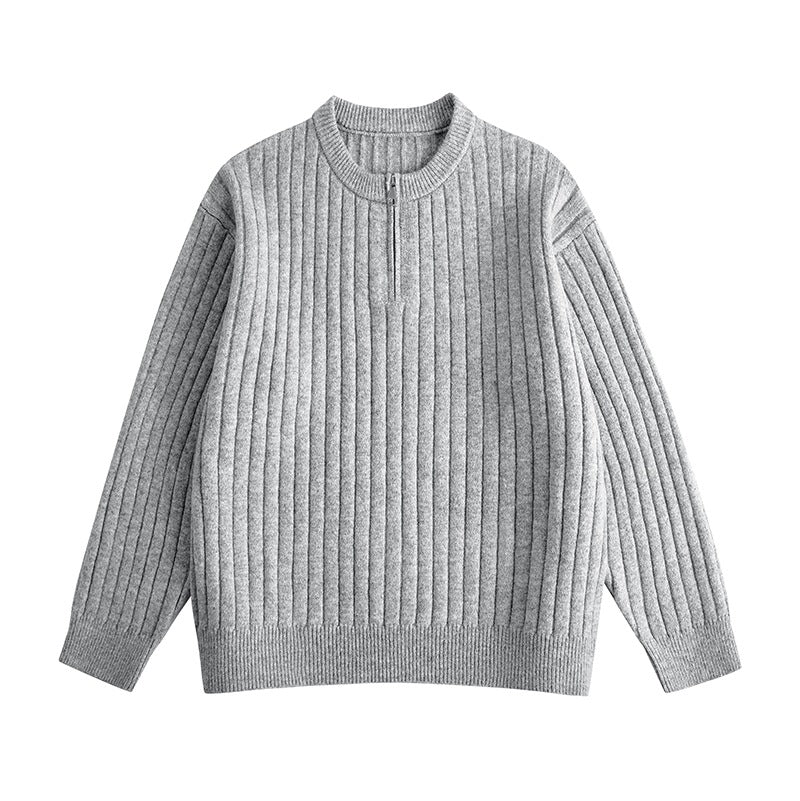 Men's coarse structure half-zip knit sweater with ribbed structure Mune Fashion