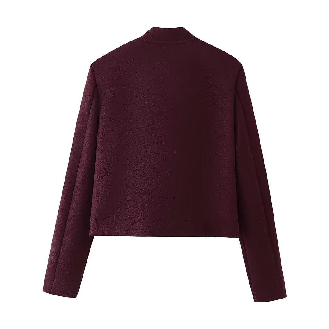 Women's cropped military jacket with stand-up collar, epaulettes and applied flap pockets Mune Fashion