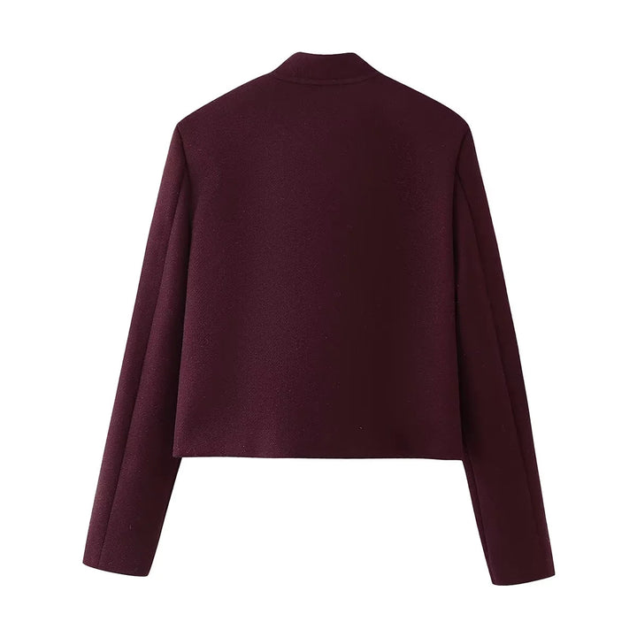 Women's cropped military jacket with stand-up collar, epaulettes and applied flap pockets Mune Fashion