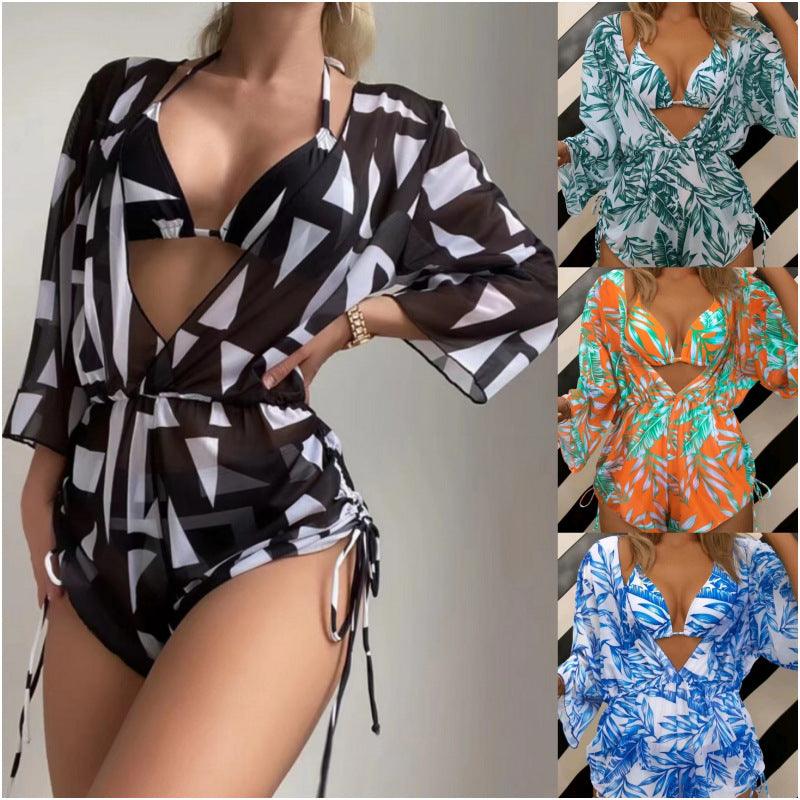 Women Reversible Beachwear with Floral Kimono and Bikini Mune Fashion