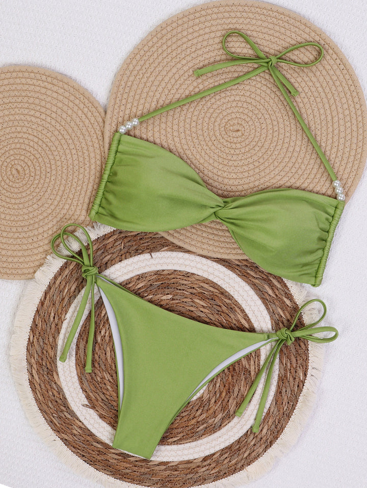 Women's bandeau bikini with elegant pearl strings Mune Fashion