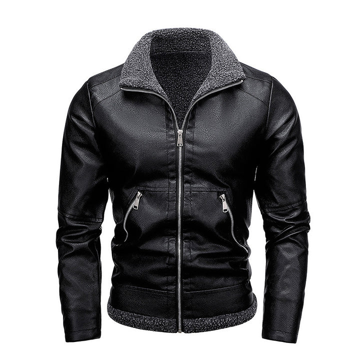 Men's aviator faux leather jacket with full Sherpa lining and zipper Mune Fashion