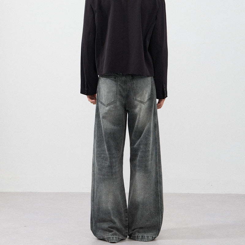 Men's Ultra Wide Contrast Stitch Denim Pants in Palazzo Cut Mune Fashion