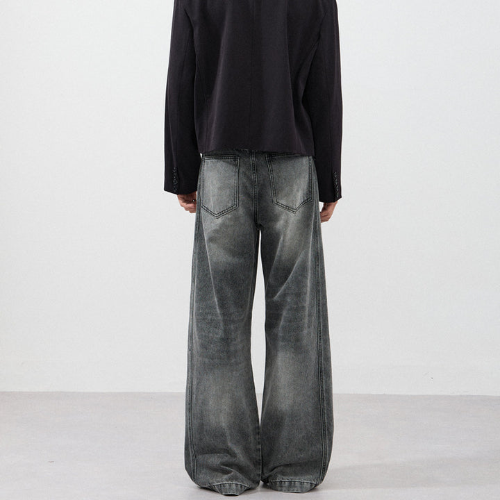 Men's Ultra Wide Contrast Stitch Denim Pants in Palazzo Cut Mune Fashion