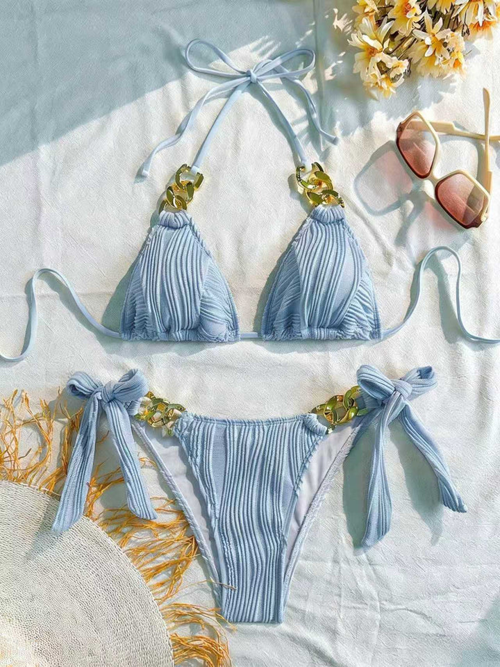 Women triangle bikini with elegant chain detail Mune Fashion