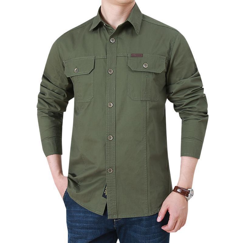 Men's Stylish Long Sleeve Shirt with Utility Pockets Mune Fashion